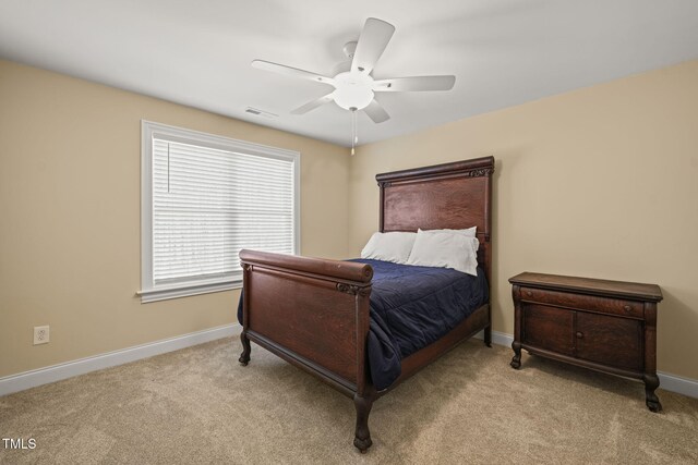 56 Mist Wood Ct, Pittsboro, NC 27312 - carpeted bedroom with visible vents, baseboards, and a ceiling fan