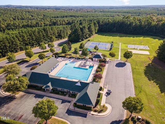 56 Mist Wood Ct, Pittsboro, NC 27312 - bird's eye view featuring a forest view