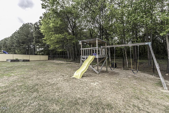 view of play area featuring fence