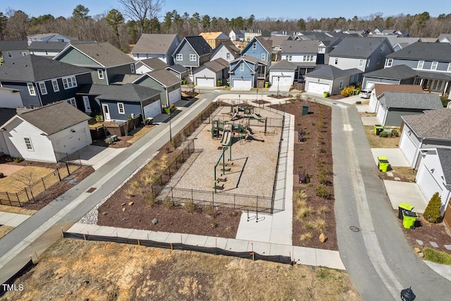 aerial view with a residential view