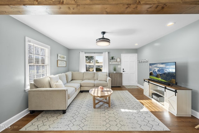 352 Leonard Rd, Louisburg, NC 27549 - living room with recessed lighting, baseboards, and wood finished floors