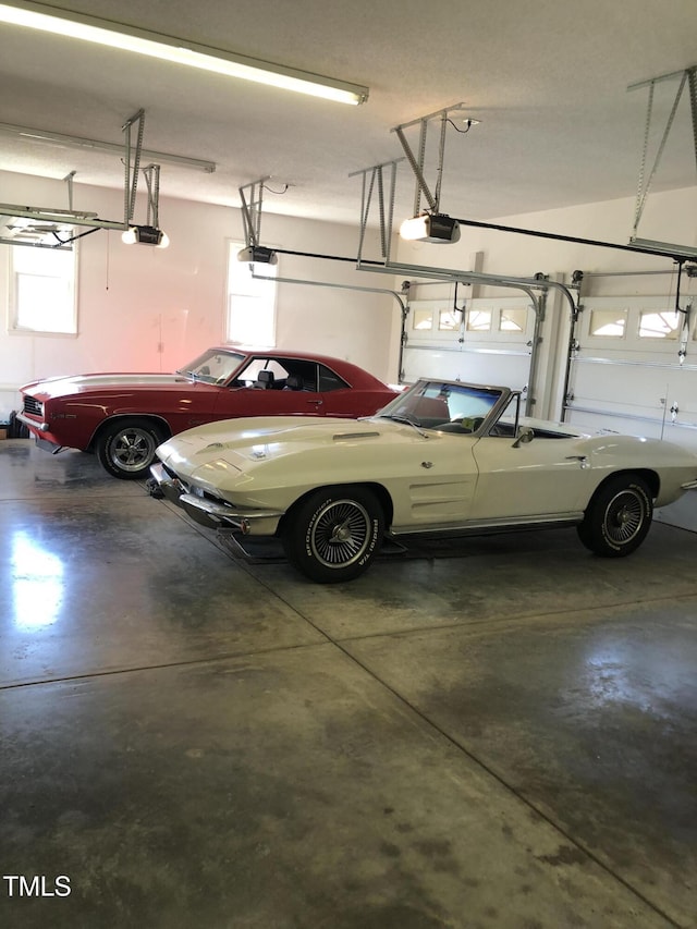 garage with a garage door opener