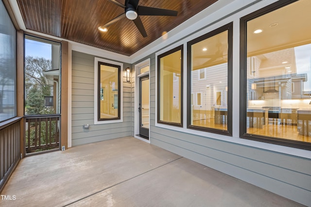 view of patio / terrace with a ceiling fan