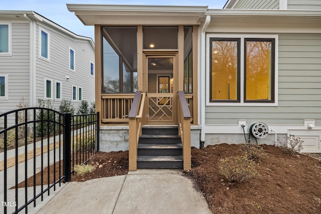 property entrance with fence