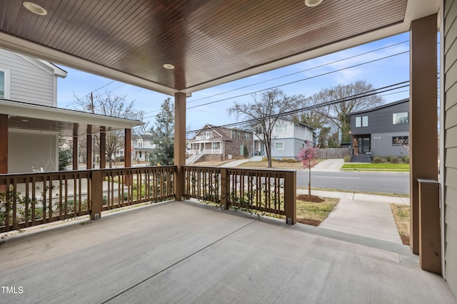 view of patio with a porch and a residential view