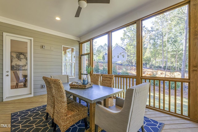 25 Blackhorn Ct, Pittsboro, NC 27312 - sunroom with plenty of natural light and a ceiling fan