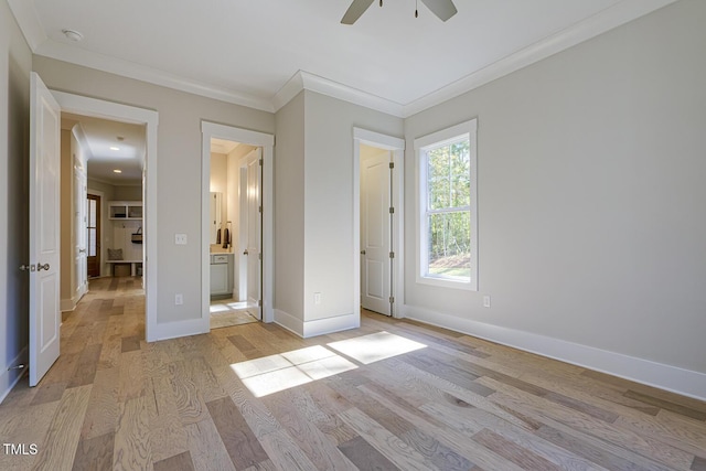 25 Blackhorn Ct, Pittsboro, NC 27312 - unfurnished bedroom featuring ornamental molding, light wood finished floors, connected bathroom, and baseboards