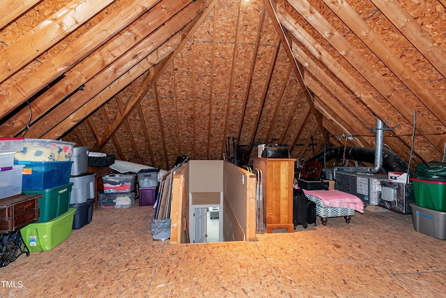 view of unfinished attic