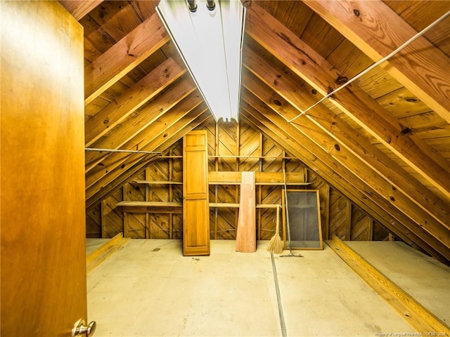 view of unfinished attic