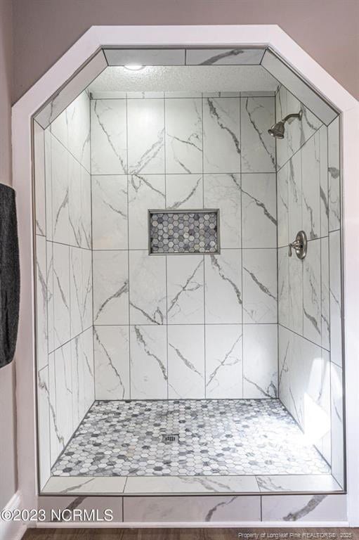 bathroom with a stall shower