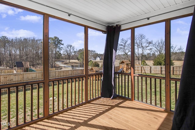 view of unfurnished sunroom