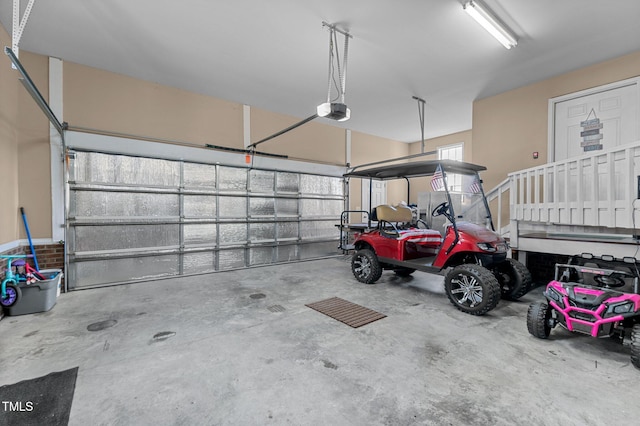 garage with a garage door opener