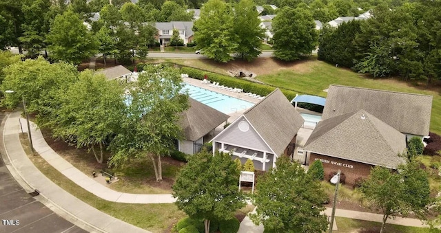 bird's eye view of a pool area