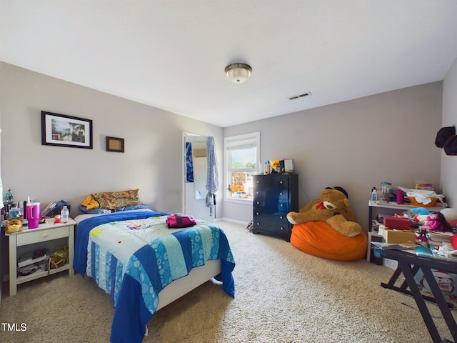 bedroom with carpet flooring and visible vents