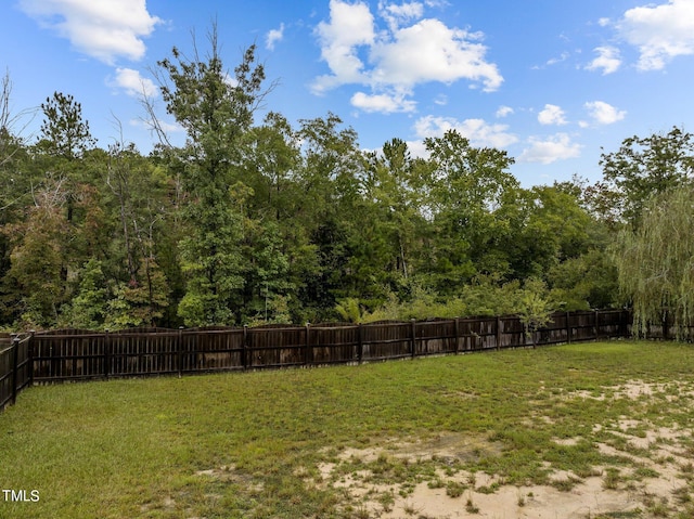 view of yard with a fenced backyard