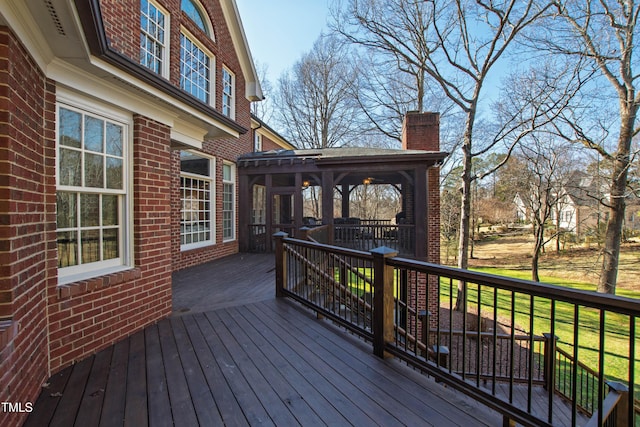 deck with a sunroom