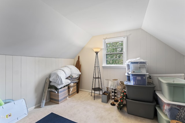 bonus room with lofted ceiling and carpet