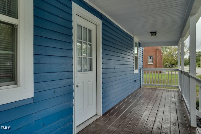 deck featuring a porch