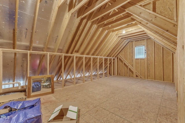 view of unfinished attic