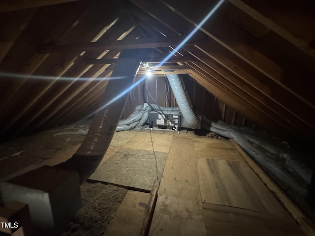 view of unfinished attic