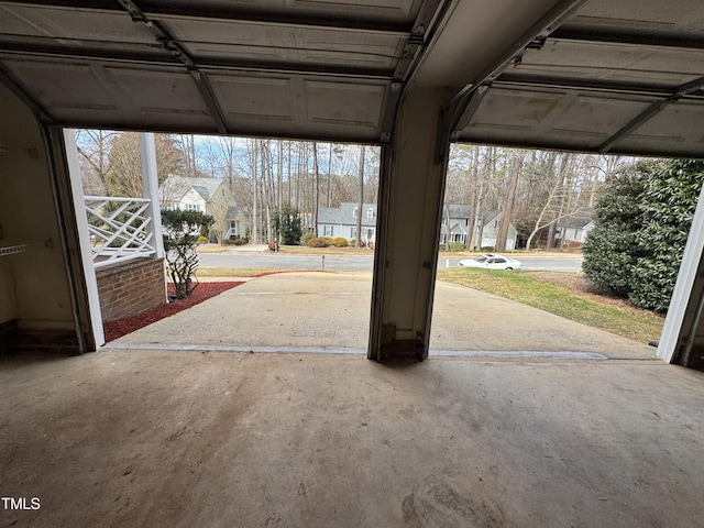 garage with a residential view