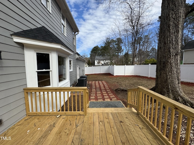 deck featuring a fenced backyard