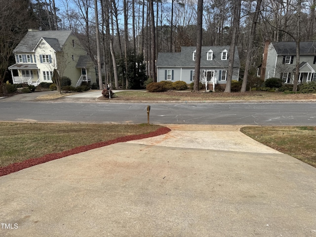 view of road featuring a residential view