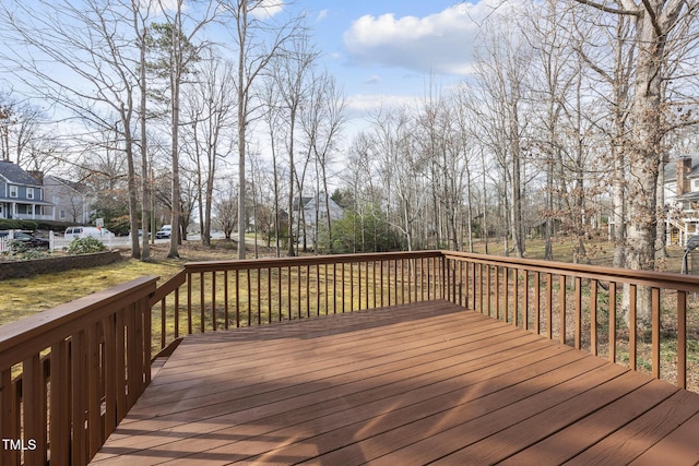 deck with a residential view