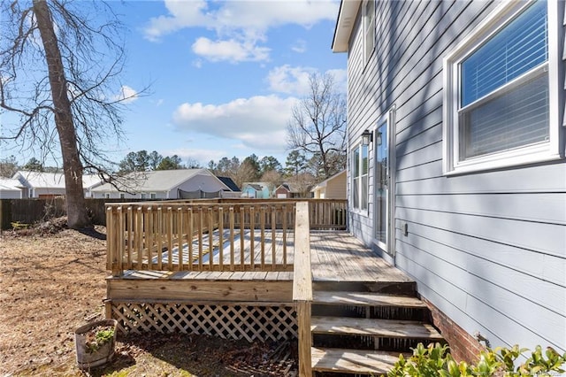 deck featuring fence