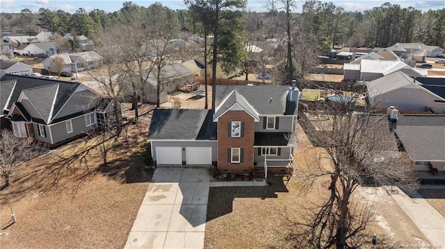 aerial view with a residential view