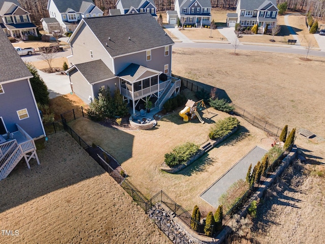 drone / aerial view featuring a residential view