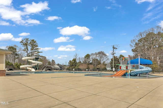 communal playground with a community pool