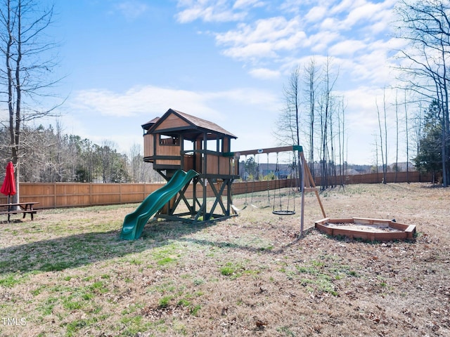 view of play area featuring fence