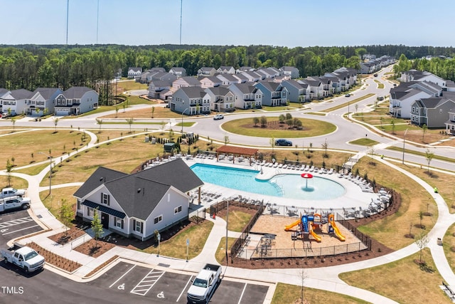 birds eye view of property featuring a residential view