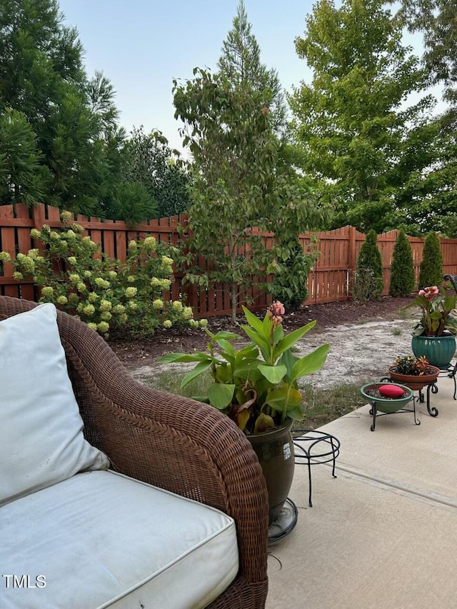 view of patio / terrace featuring a fenced backyard