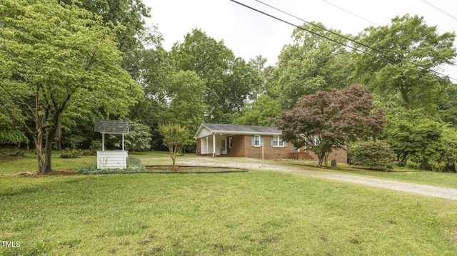 view of yard with mail area and driveway