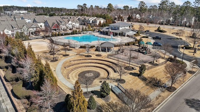 drone / aerial view with a residential view