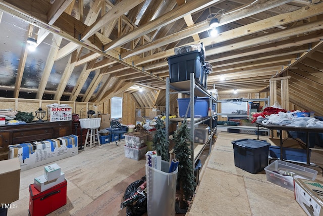 view of unfinished attic