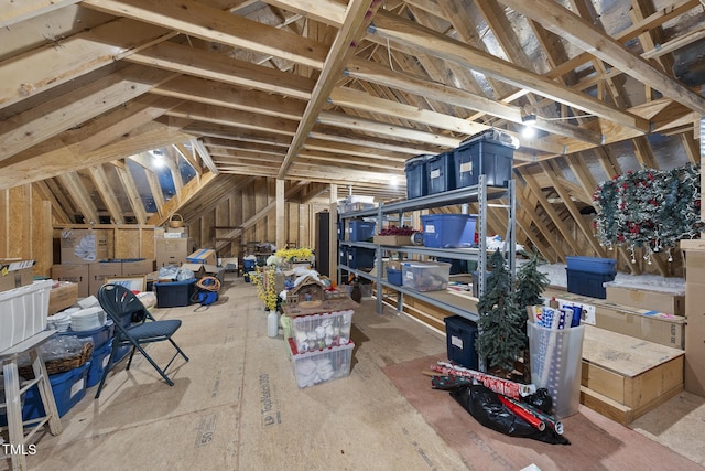 view of unfinished attic