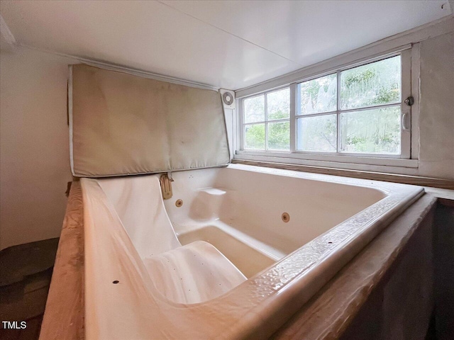 bathroom with a tub with jets