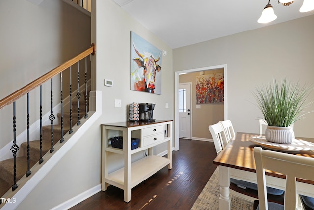 office with baseboards and dark wood-type flooring