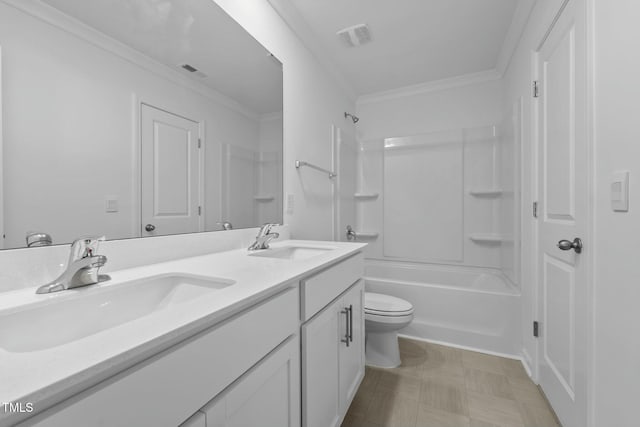 110 Lodgepole Ln, Burlington, NC 27215 - bathroom featuring crown molding, visible vents, and a sink