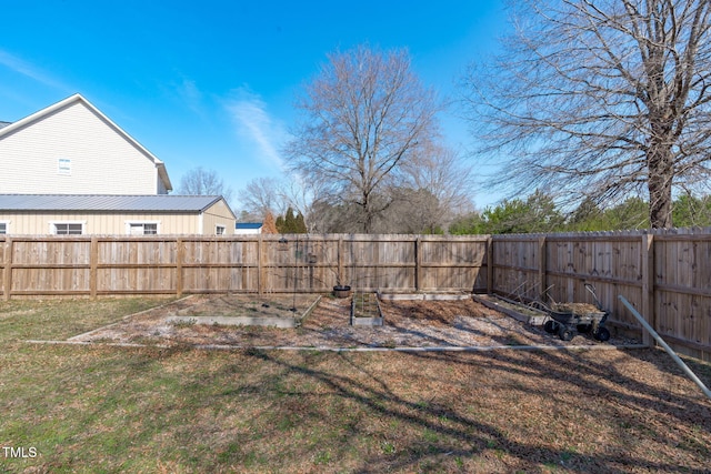 view of yard featuring a fenced backyard