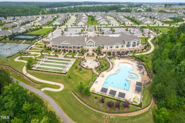 bird's eye view with a residential view