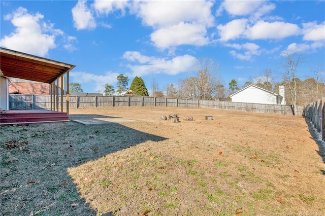 view of yard with a fenced backyard