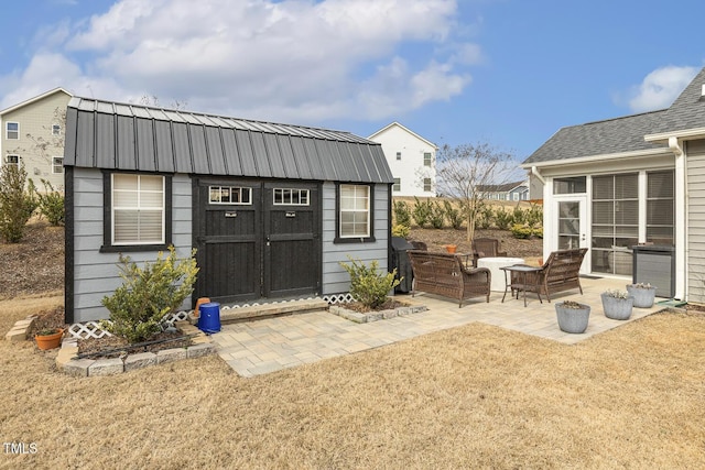 view of shed featuring an outdoor hangout area