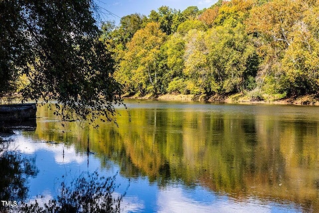 water view featuring a wooded view