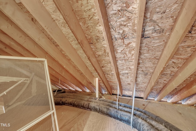 view of unfinished attic