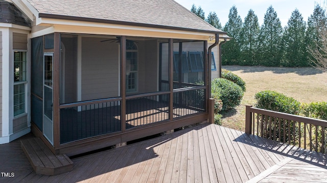 deck with a sunroom