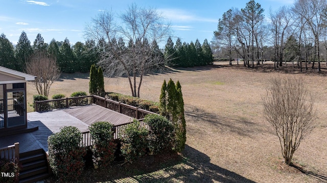 view of yard with a deck